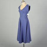 1950s Pauline Trigere Fit and Flare Blue Summer Dress