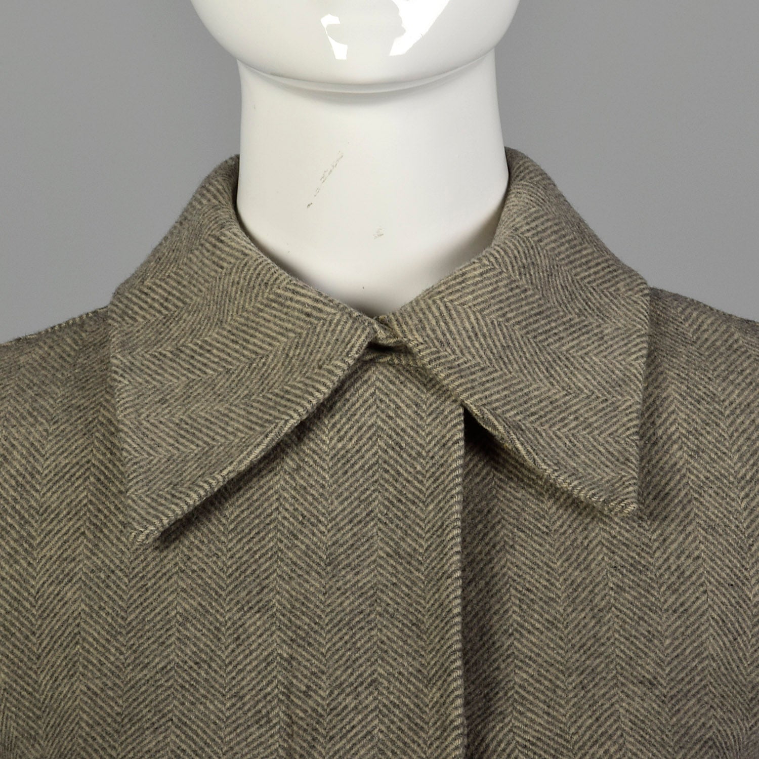 Bonwit Teller Gray and Ivory Herringbone Coat