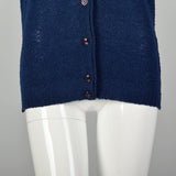 Medium 1960s Pendleton Navy Blue Cardigan Sweater