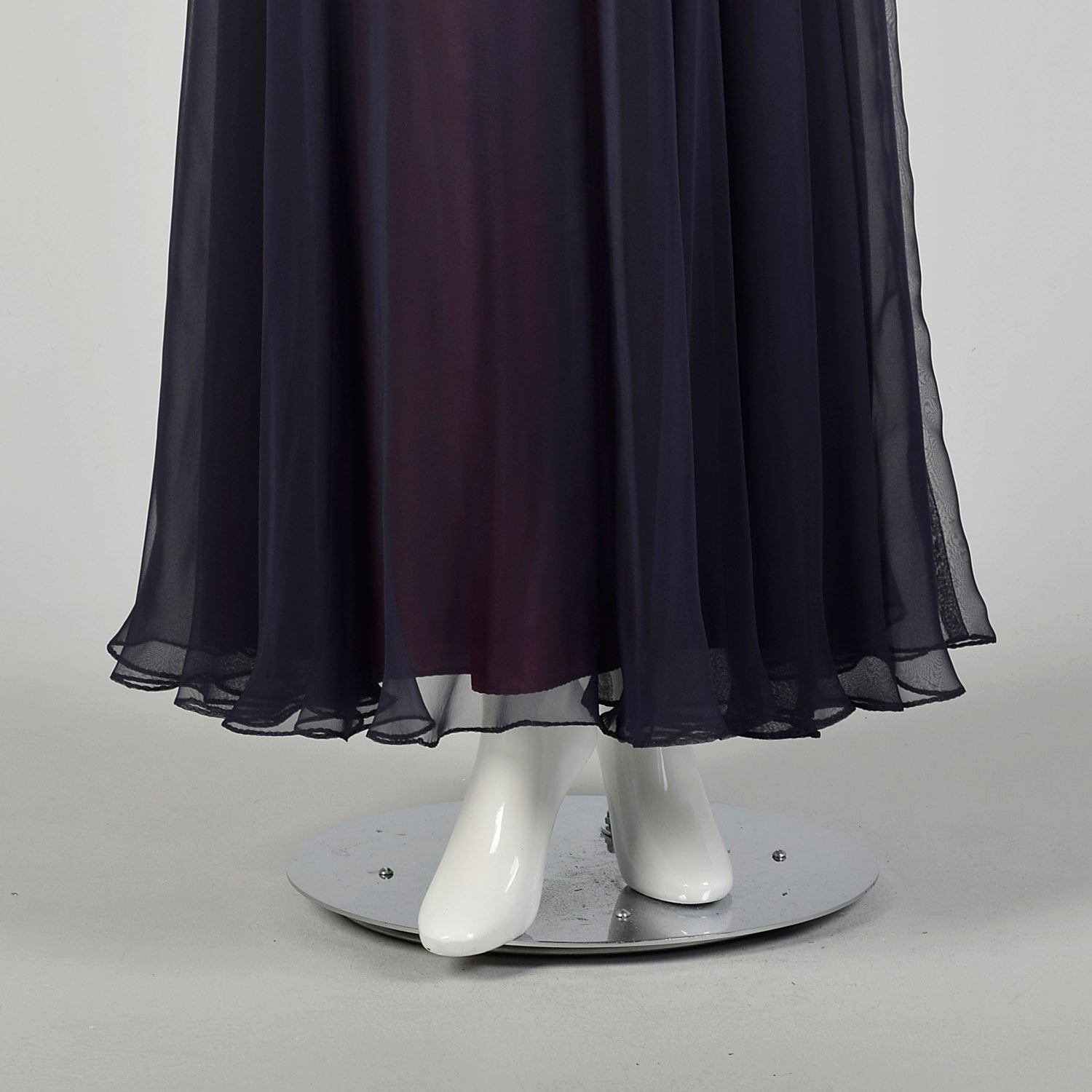 Small 1970s Jack Bryan Dress Blue Beaded Maxi Formal Disco Evening Gown