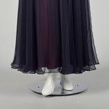 Small 1970s Jack Bryan Dress Blue Beaded Maxi Formal Disco Evening Gown