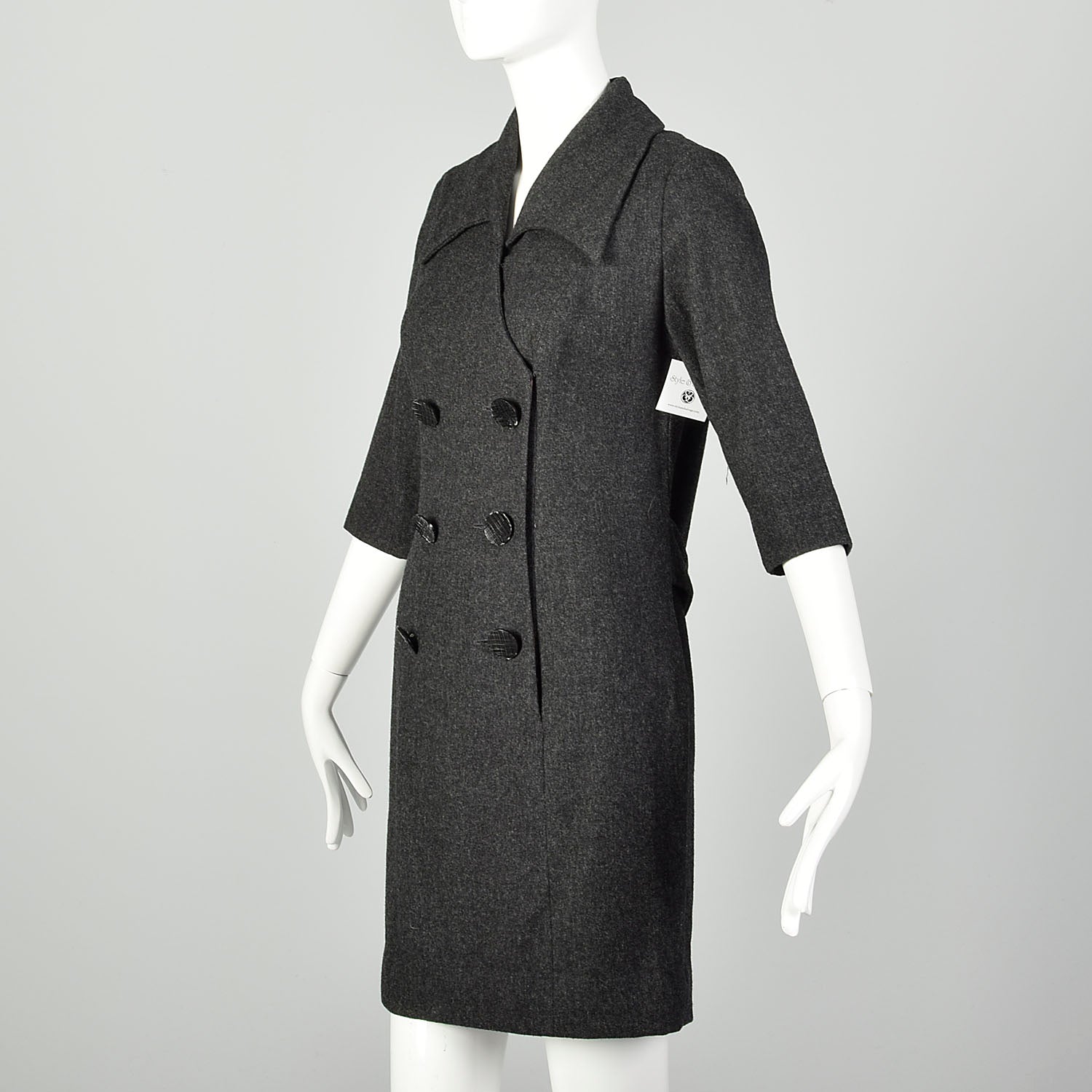 Medium 1960s Wool Dress Gray Double Breasted Casual