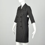 Medium 1960s Wool Dress Gray Double Breasted Casual