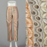 XXS 1970s Metallic Striped Wide Leg Pants