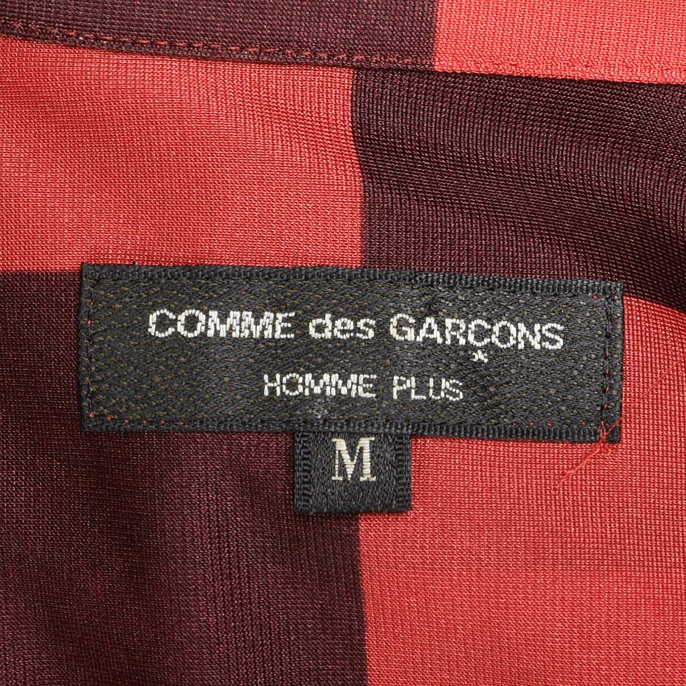 2000s Comme des Garcons Red Silky Apple and Check Print Shirt