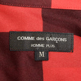 2000s Comme des Garcons Red Silky Apple and Check Print Shirt