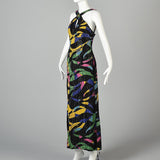 1990s Michael Novarese Abstract Beaded Formal Dress