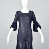 1930s Sheer Navy Blue Dress