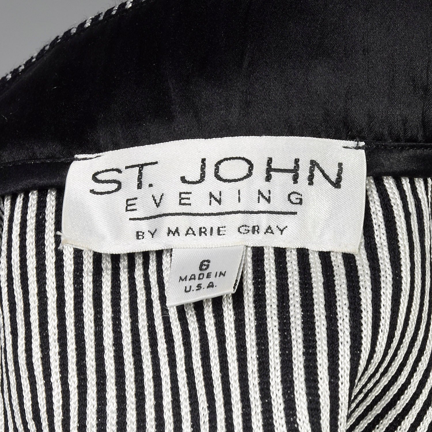 Small-Medium St John Evening Black and Sliver Striped Top