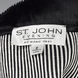 Small-Medium St John Evening Black and Sliver Striped Top