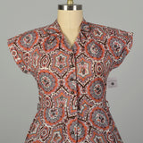 XL 1950s Day Dress Cotton Short Sleeve Volup Bohemian Print Casual Summer Shirtwaist