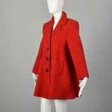 Small 1990s Mod Red Swing Coat Babydoll Winter Outerwear