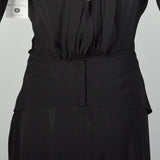 XS 1940s Little Black Dress Rayon Studs Quarter Length Sleeve