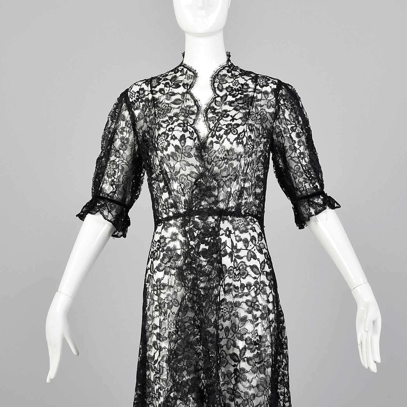 1930s Black Lace Negligee