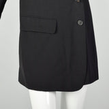 Small 2000s Ann Demeulemeester Vintage Designer Black Tuxedo Jacket Long Sleeve Wrap Dress