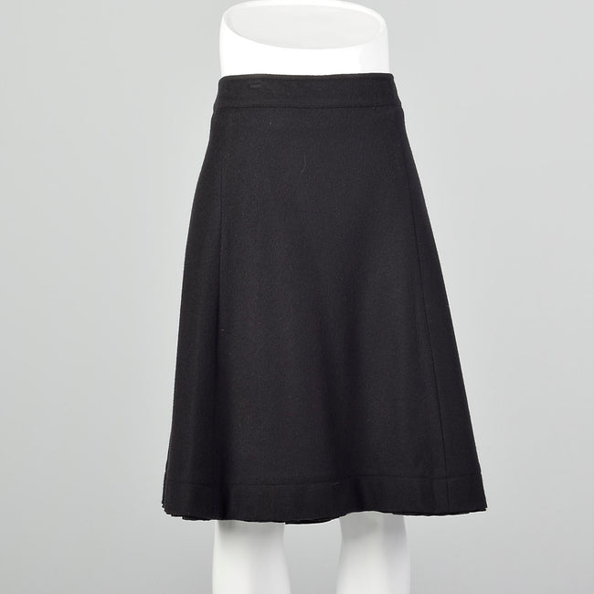 Large Prada Black Wool Flannel Skirt