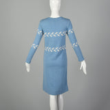 XS Courreges 1970s  Blue Sweater Dress