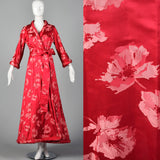 1960s Pink Silk Robe with Space Age Rolled Cuffs and Hem