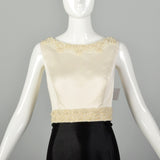 XL Two Tone Evening Dress Sleeveless Black White Formal Gown