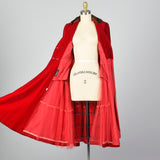 1950s Red Velvet Coat Dress with Mink Collar