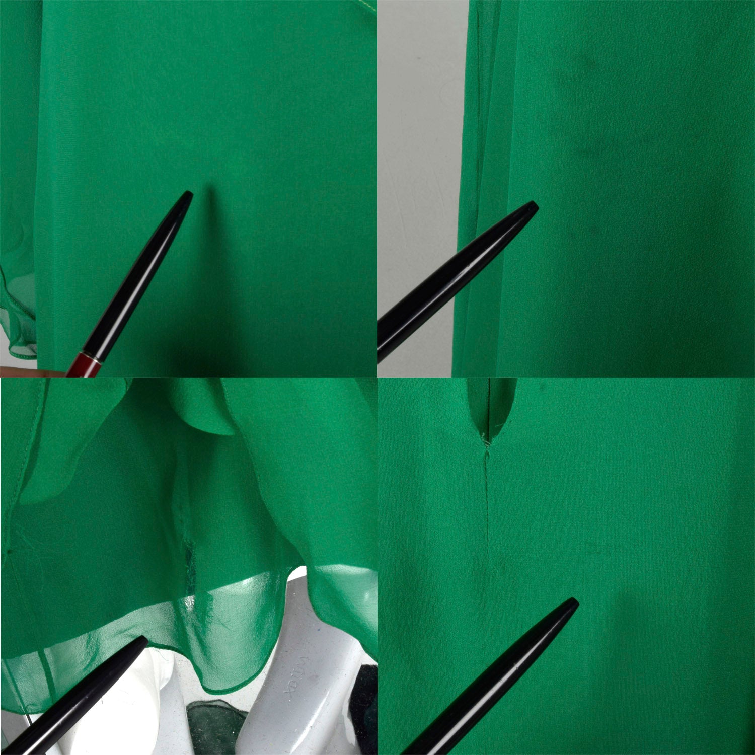 Medium 1970s Mollie Parnis Green Evening Gown Formal Maxi Dress Cape
