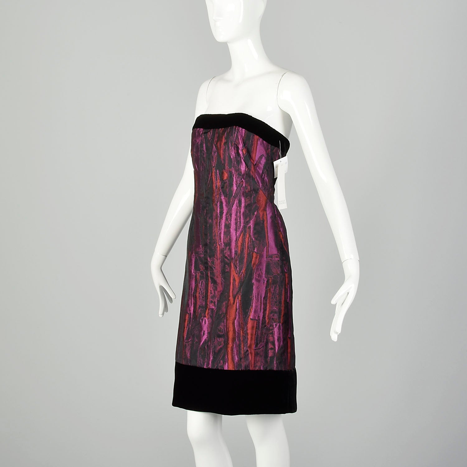Badgley Mischka Strapless Party Dress Purple Black Red Velvet Shift NW Style & Salvage Badgley Mischka Strapless Party Dress Purple Black Red Velvet Shift NW Style & Salvage