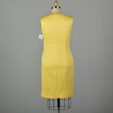 XL 2000s Oscar de la Renta Yellow Fitted Sheath Sleeveless Asymmetrical Dress