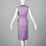 1960s Sleeveless Purple Dress with Fitted Waist