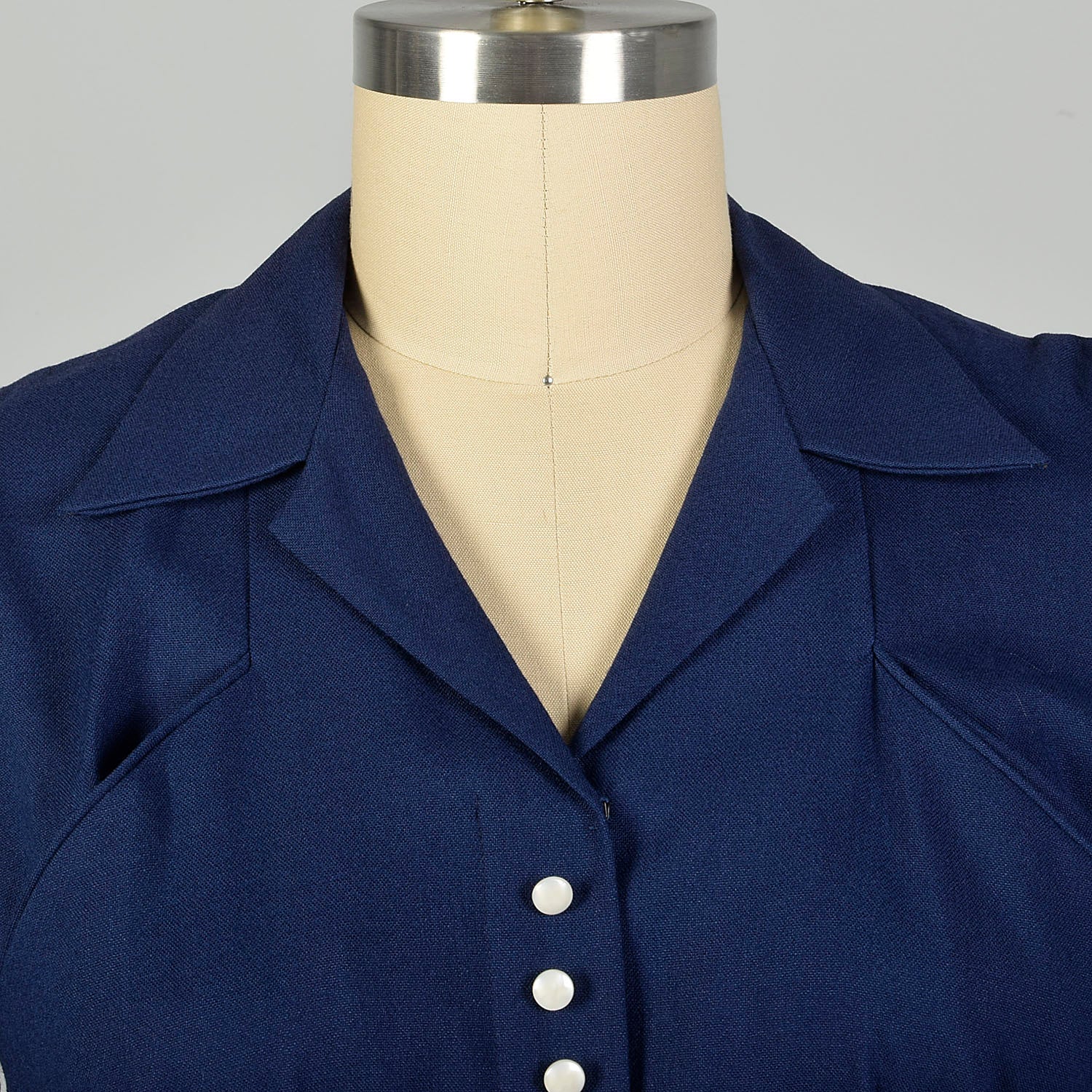 XXL 1950s Navy Blue Cotton Dress Rayon Deadstock Short Sleeve Volup