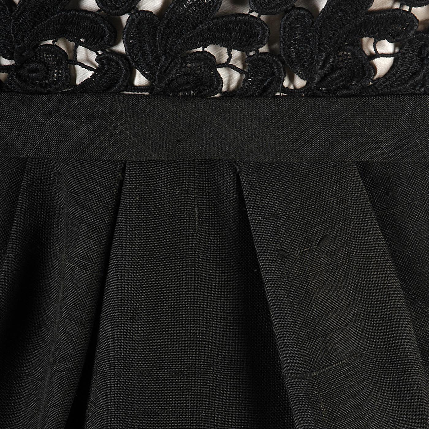 1950s Black Silk Dress with Illusion Bust