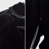 1950s Medium Mollie Parnis Dress Black Velvet Evening Gown Silk Satin Long Sleeve