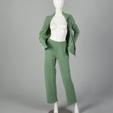 Small 1990s Green Cashmere Two Piece Set Pants and Jacket
