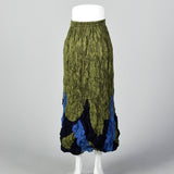2000s Issey Miyake Pleated Skirt with Bubble Hem and Fleece Applique