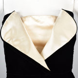 Timeless Lanvin Black Velvet Strapless Dress with Ivory Petal Bust