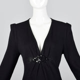 St John Long Sleeve Winter Dress with Plunging Neckline