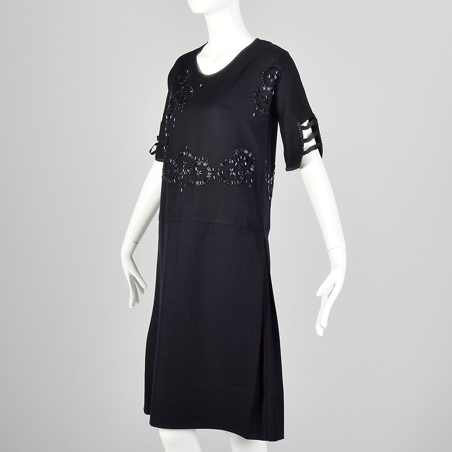 XS 1920s Black Beaded Dress