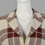 XS Salvatore Ferragamo Beige and Brown Plaid Blazer