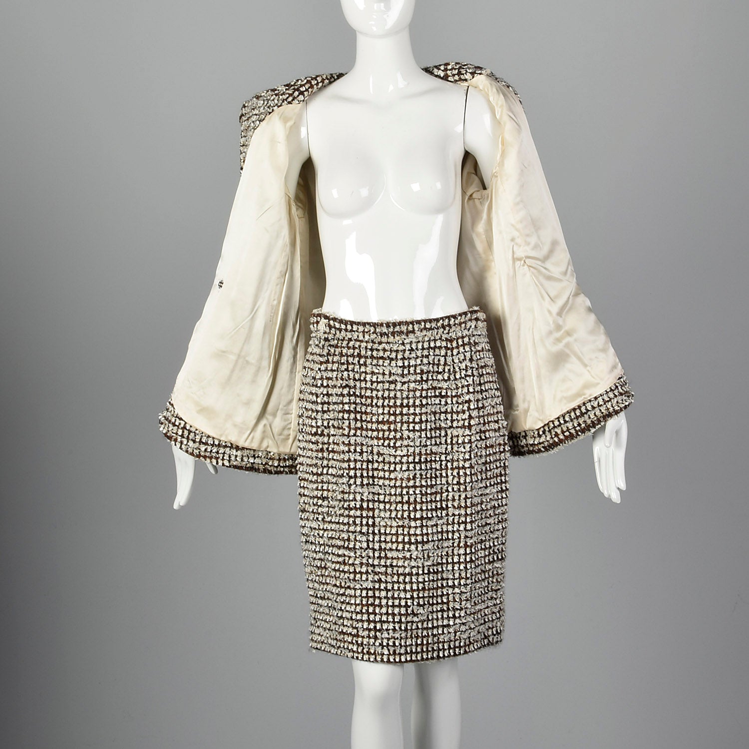 Medium Stanley Platos 1990s Textured Skirt Suit