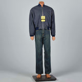 Large -XL 1960s Navy Blue Bomber Jacket