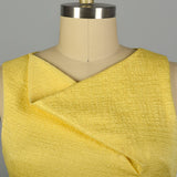 XL 2000s Oscar de la Renta Yellow Fitted Sheath Sleeveless Asymmetrical Dress