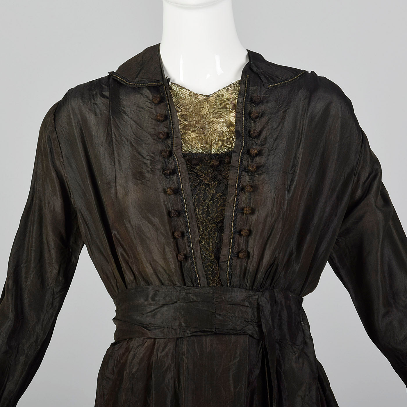 1910s Black Silk Edwardian Dress