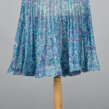 1960s Sheer Blue Floral Print Dress