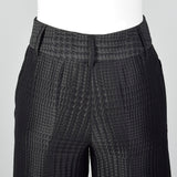1990s Giorgio Armani Wide Leg Pants in Black on Black Houndstooth