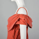 1940s Coral Velvet Evening Gown