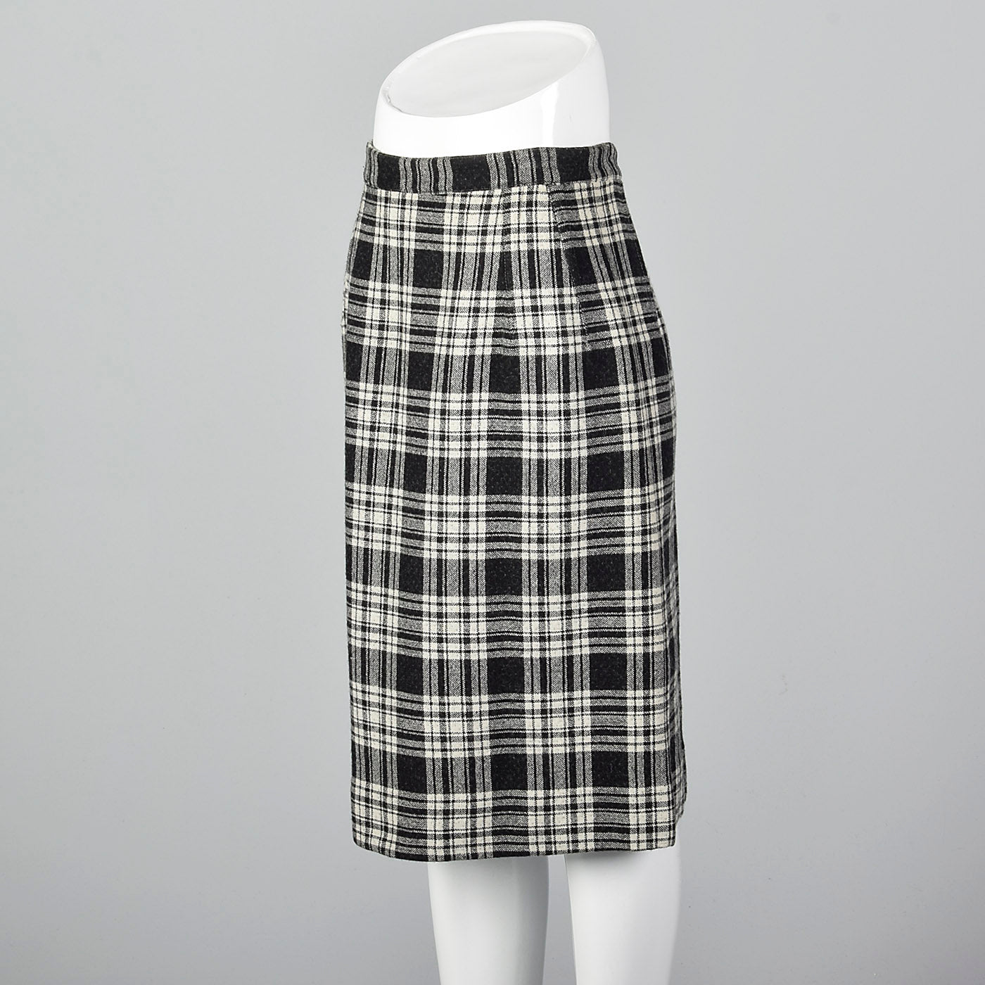 1950s Reversible Pencil Skirt in Gray and Black Plaid