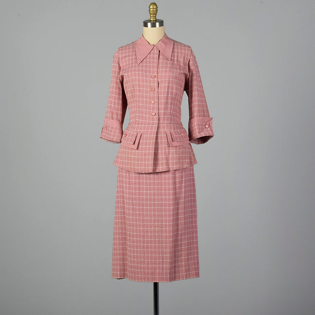 1950s Lightweight Pink Summer Skirt Suit