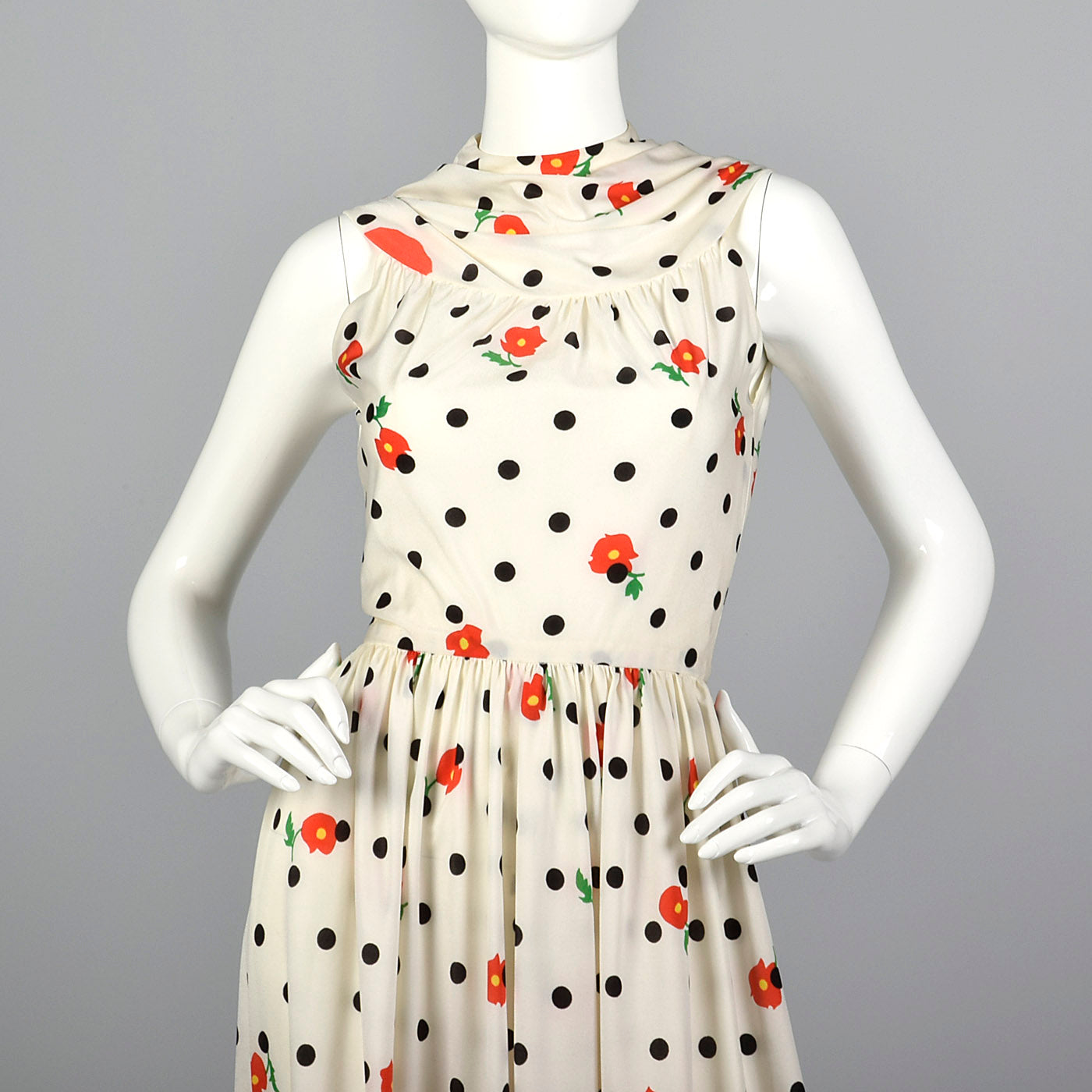 1960s Oscar de la Renta Poppy Print Palazzo Jumpsuit