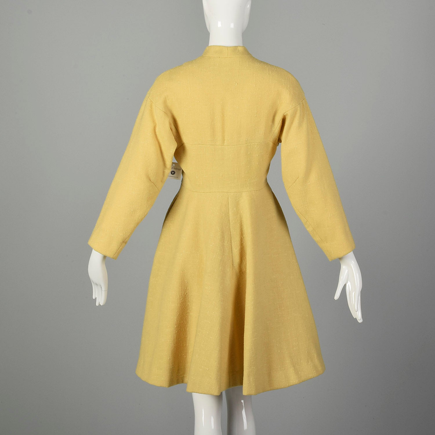 Small 1950s Princess Coat Yellow Wool Spring Jacket Rockabilly Pin Up Outerwear