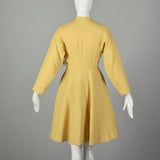 Small 1950s Princess Coat Yellow Wool Spring Jacket Rockabilly Pin Up Outerwear