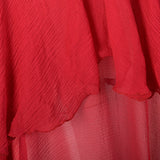 XXS 1920s Flapper Dress Crinkle Red Silk with Flirty Ruffles